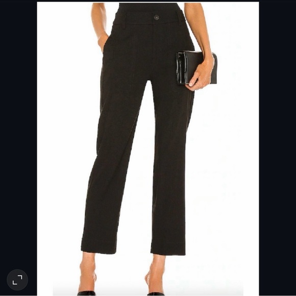 Vince Pants - Vince Linen Blend Utility Pant Womens 8 Black High Waist Ankle Length